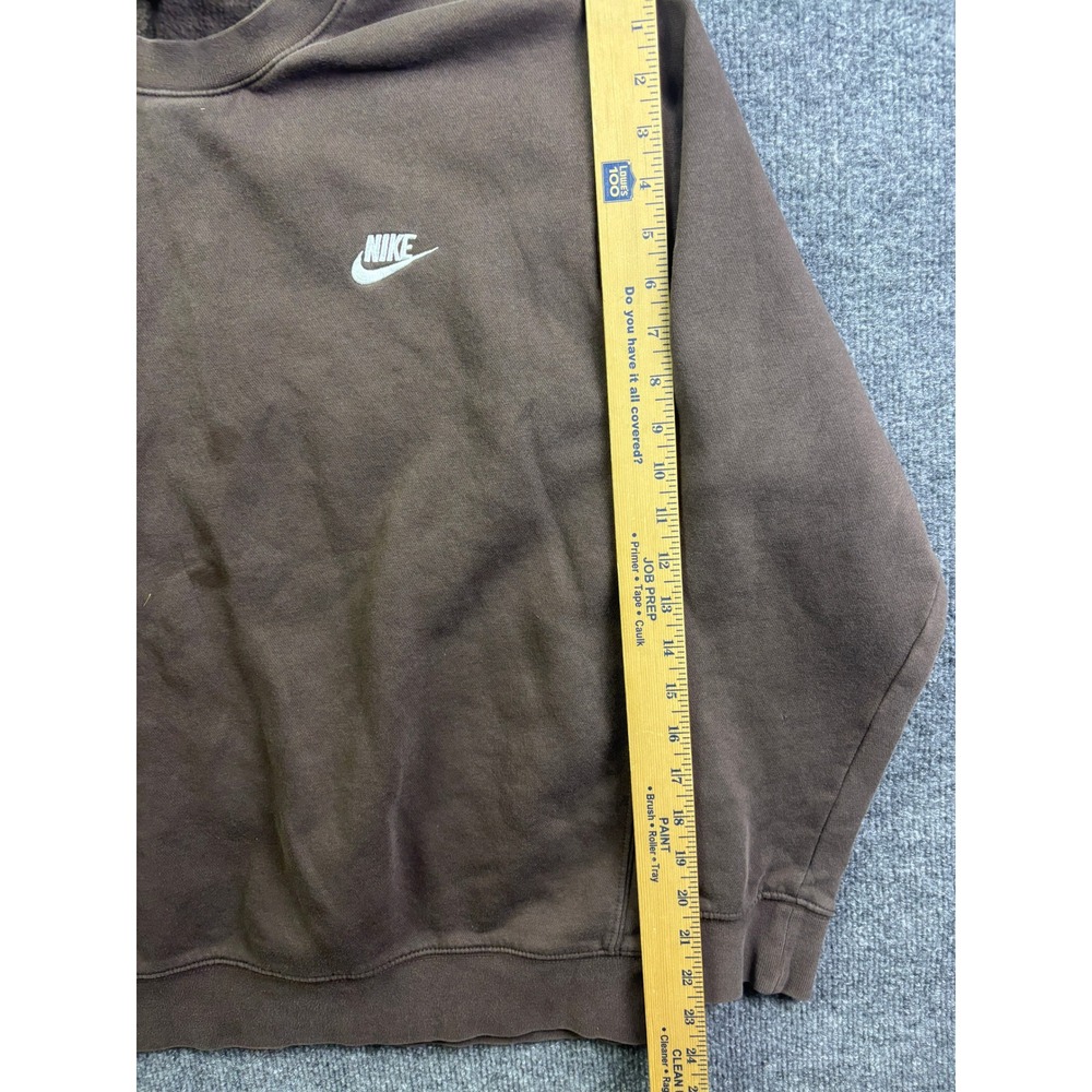 Nike Crewneck Sweatshirt Mens L Brown Embroidered Logo Fleece Pullover - Picture 4 of 8
